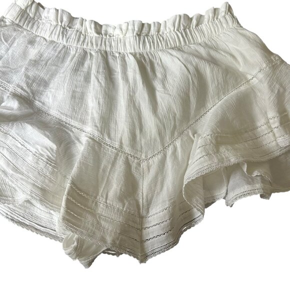 Aerie White Mini Gauze Skirt Shorts Lined Large New Fairy Boho Ruffle Y2K - Picture 3 of 9